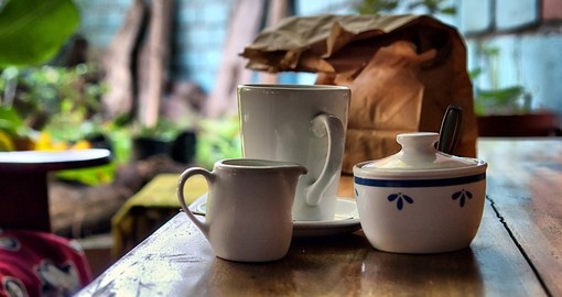 Coffee set cups in Sodwana Bay, KwaZulu-Natal