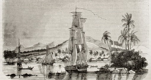 Papeete bay old view, 1843