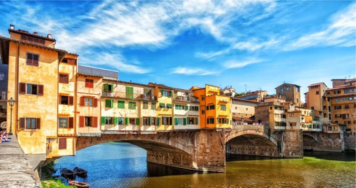 The Ponte Vecchio or Old Bridge spans the River Arno