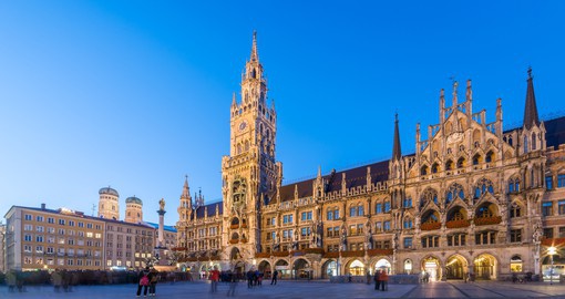 Visit the famous Clock Tower in Marienplatz Square, Munich on your German vacation.