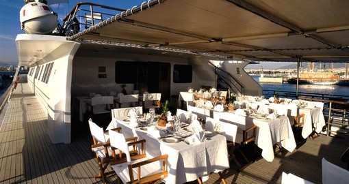 Al fresco dining on board  your Pegasus Cruise