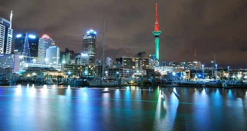 Auckland at night is a great time to explore the city on your New Zealand vacation.