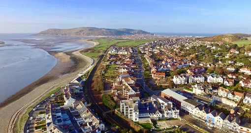 Aerial view including Conwy Golf Club  and the Great Orme in the distance