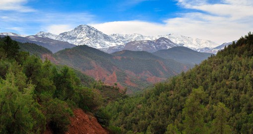 Spanning 2,500 km, the Atlas Mountains separate the Atlantic coast from the Sahara Desert