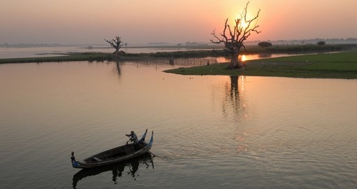 Sunset view of Thaungthaman Lake Amarapura is always a popular photo opportunity while on your Myanmar tour.