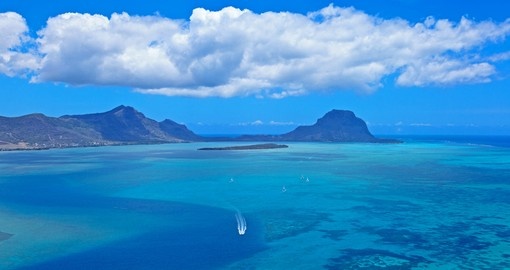 An aerial view of the island of Mauritius
