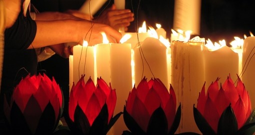 Lighting Candles on Buddhas Birthday