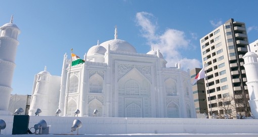 Snow sculpture of the Taj Mahal