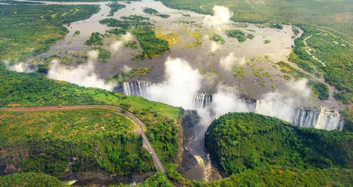 On the boarder of Zimbabwe and Zambia, Victoria Falls is one of the largest in the world
