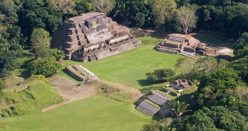 Altun Ha Maya Ruins in the tropical jungle