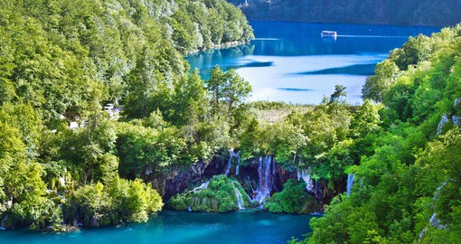 The Plitvice Lakes National Park features a chain of 16 terraced lakes joined by waterfalls
