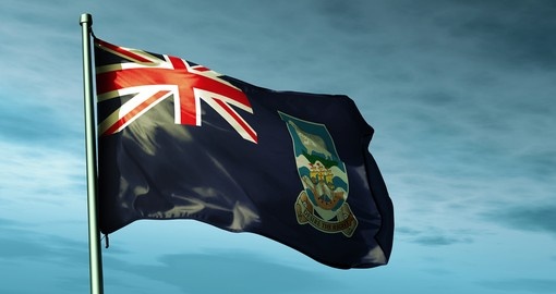 Falkland Islands (UK) flag waving on the wind