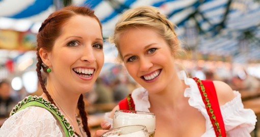 Young women in traditional Bavarian clothes