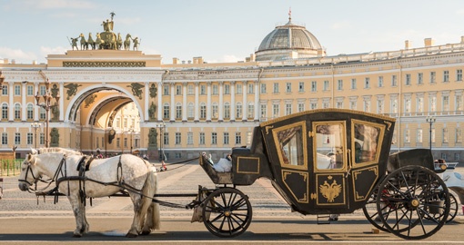 Tsar Horse Carriage in Front of Winter Palace