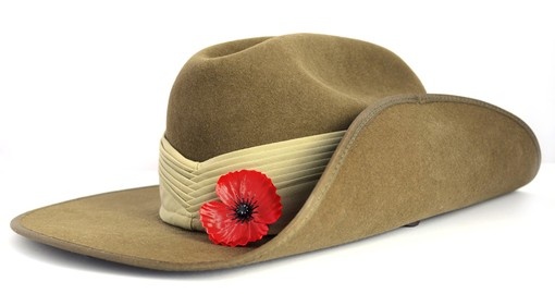 Anzac Day Army Slouch Hat with Red Poppy