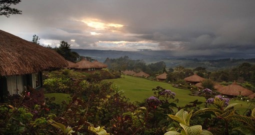 Stay in the Ambua Lodge atop a hillside during your Trips to Papua New Guinea.