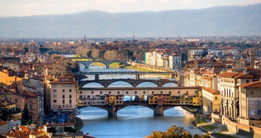 Panoramic view of Florence and Ponte Vecchio - a must inclusion on your Italy vacation.