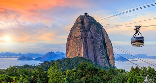 Sugarloaf's peak rises 396 meters high and presents a bird's eye view of Rio de Janeiro