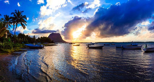 Relax by the seaside with the sunset reflections in Mauritius