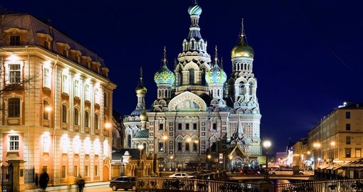 The Church of the Savior on Spilled Blood in the evening
