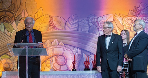 Bruce Hodge accepting his Lifetime Achievement award