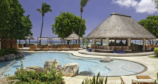 Relax at the The Aqua Bar at the Hilton Mauritius Resort on your Mauritius vacation