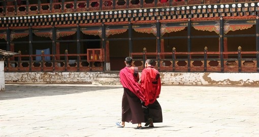 Monks at Rinpung Dzong in Paro