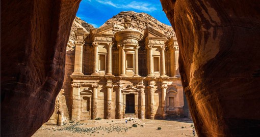 A highlight of your Jordan vacation is the The Monastery at the ancient city of Petra