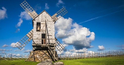 A wooden windmill