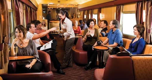 Gold Service Lounge car, a great place to meet fellow travelers during your Trips to Australia.