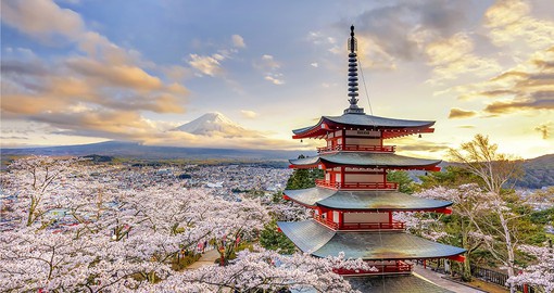 Fujiyoshida offers spectacular views of nearby Mt. Fuji