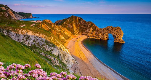 Admire nature's power at the Durdle Door, a stone arch crafted by the sea