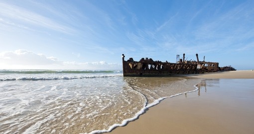 Explore Shipwreck on the beach of Fraser Island during your next trip to Australia.