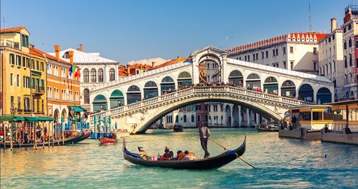 Gondola and Rialto Bridge in Venice