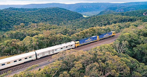 The Indian Pacific making it's way through the Blue Mountains