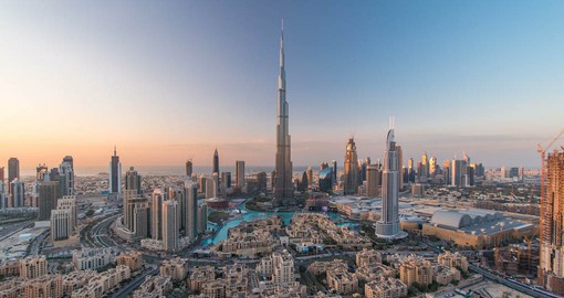 A stunning view of Dubai's skyline and the elegant Burj Khalifa