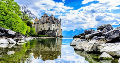 Chillon Castle on the banks of Lake Geneva is the most visited historic building in Switzerland
