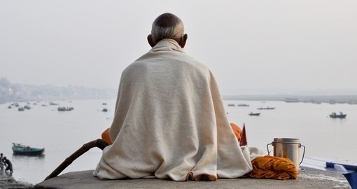 Sadhu praying at the ghats in Varanasi