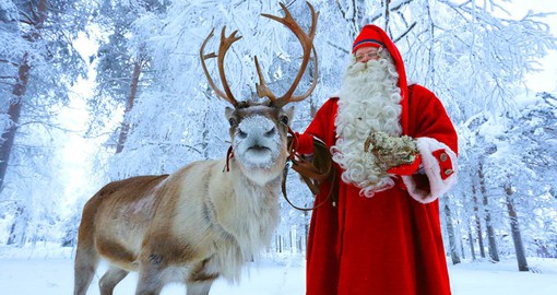 Meeting Santa Clause and his trusty Reindeer is part of your Finland tour