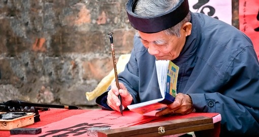 Old master writing ancient characters