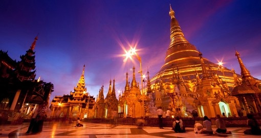 Yangon's Shwedagon Pagoda in twilight