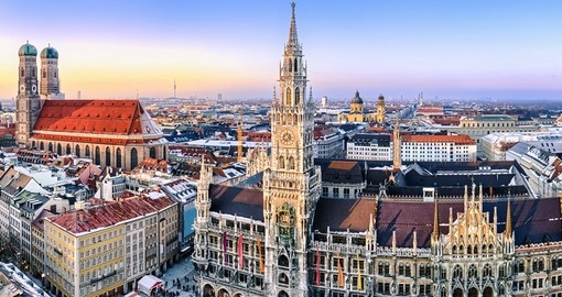Historic Munich City Hall and the Frauenkirche