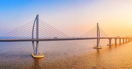 Take a ride across the Hong Kong-Zhuhai-Macao Bridge, the longest sea crossing bridge and tunnel system in the world