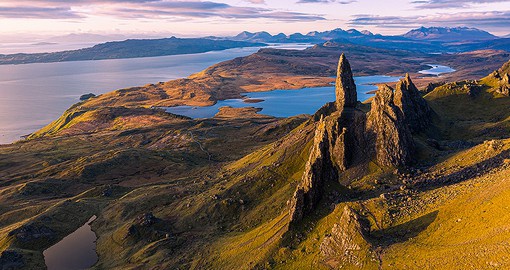 Go for a quick hike to spot the Old Man of Storr and get a breathtaking view of the Isle of Skye