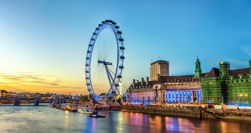 The London Eye on the South Bank of the River Thames is Europe's tallest cantilevered observation wheel