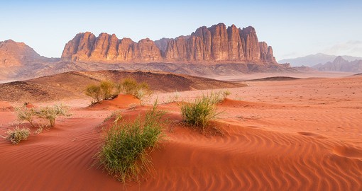 You will be able to see Red sand in a desert of Wadi Rum on your next trip to Jordan.