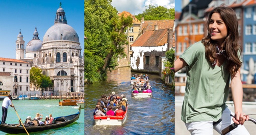different split images of sightseeing people and activities