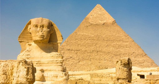 Begin your Egypt tour with a visit to The Great Sphinx and Pyramids at Giza