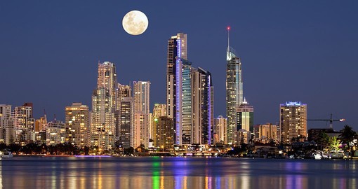 Enjoy a nightly stroll by the waterfront along the Gold Coast