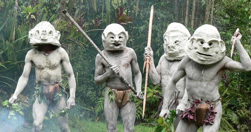 The Asaro Mudman are resident in the highland jungles